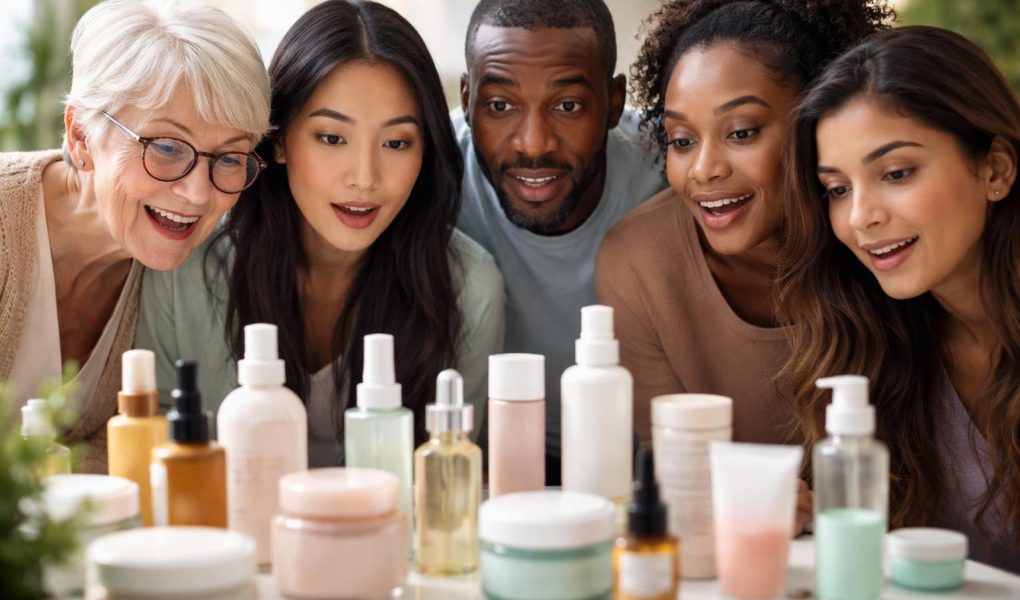 personnes-observant-produits-soin-peau