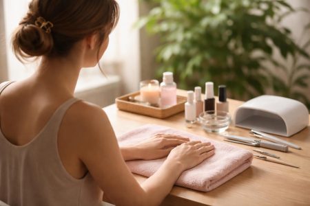 femme-dos-table-manucure-plante