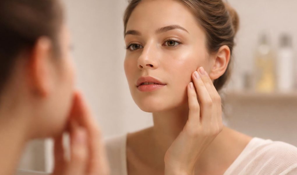 visage-flou-miroir-peau-lisse