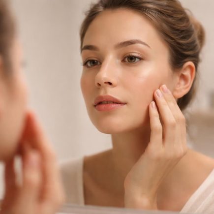 visage-flou-miroir-peau-lisse