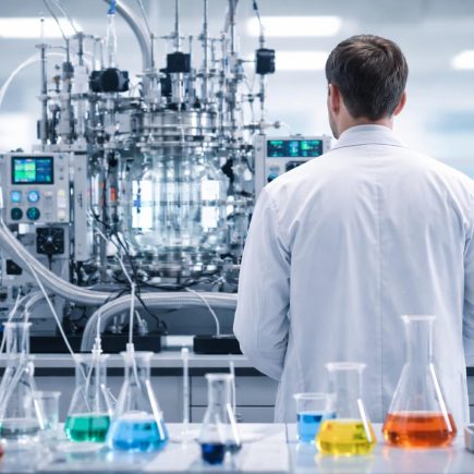 scientifique-blouse-equipement-laboratoire-fioles