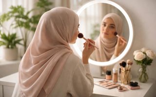 femme-voilee-maquillage-miroir-bureau