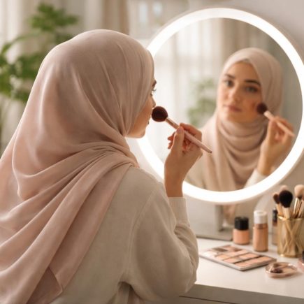femme-voilee-maquillage-miroir-bureau