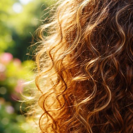 cheveux-boucles-reflets-dores-jardin