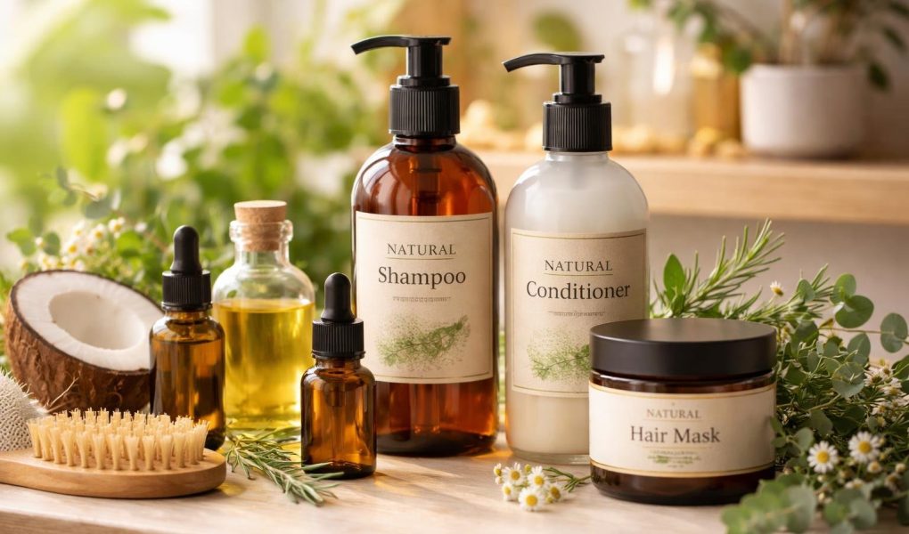 soins-capillaires-naturels-etagere-salle-bain