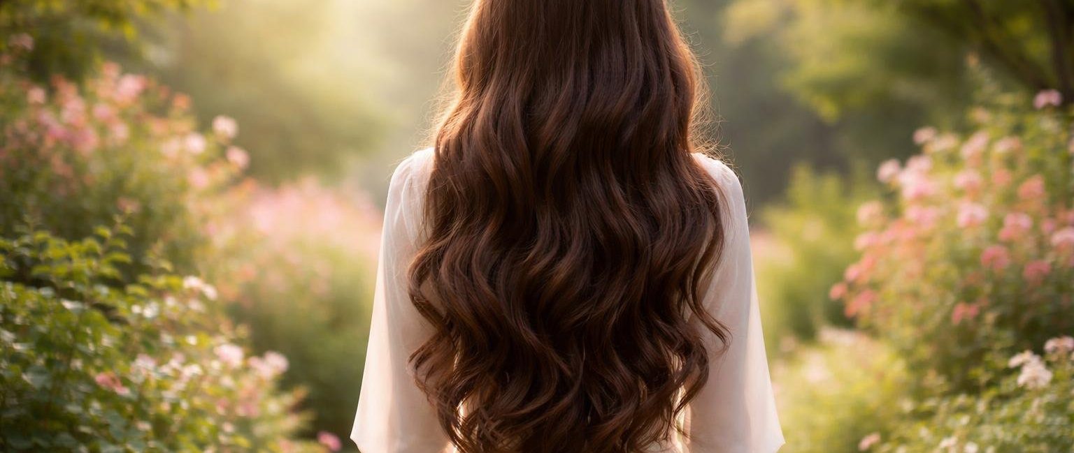 personne-dos-cheveux-longs-jardin-verdoyant
