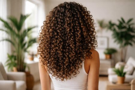 femme-boucles-volumineuses-salon-moderne
