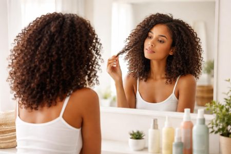 femme-cheveux-boucles-miroir-salle-bain